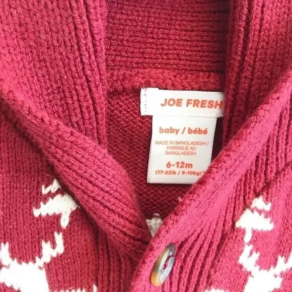 Joe Fresh reindeer cardigan EUC 6-12 months - Picture 3 of 4
